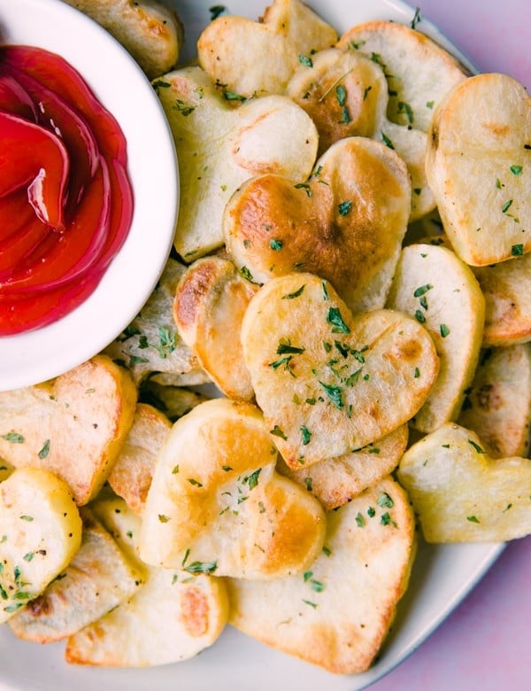 potatoes cut in the shape of hearts