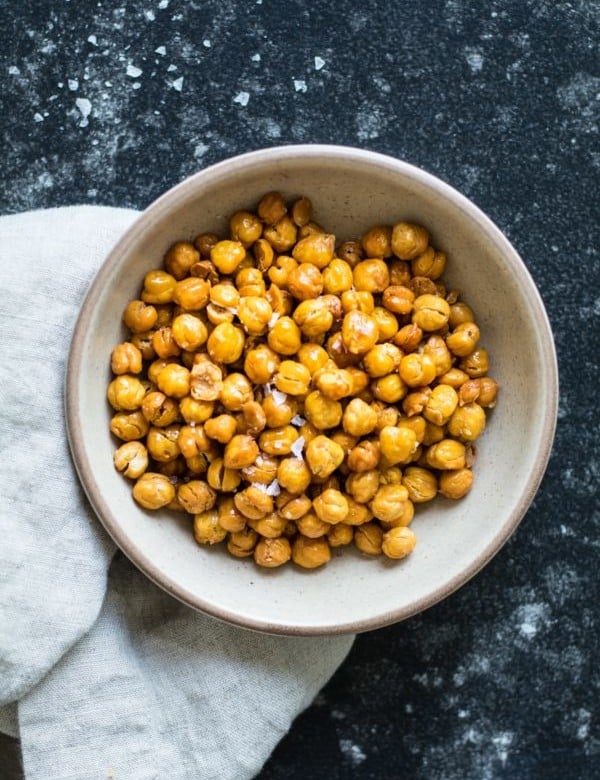 Roasted Chickpeas with Salt - perfect snack or top on salads! krollskorner.com