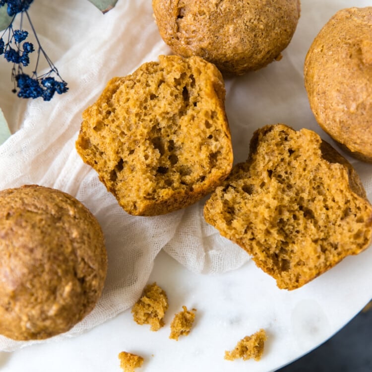 Pumpkin Spice muffins on a marble board