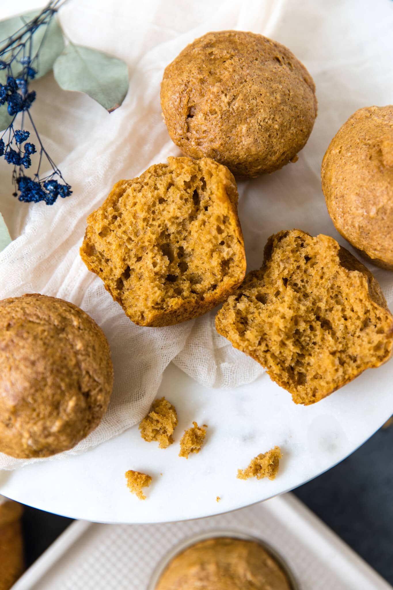 Pumpkin Spice muffins on a marble board