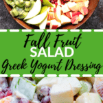 fruit mixed together - pomegranates, blood oranges, apples with greek yogurt dressing