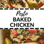 baked chicken with basil pesto and mozzarella