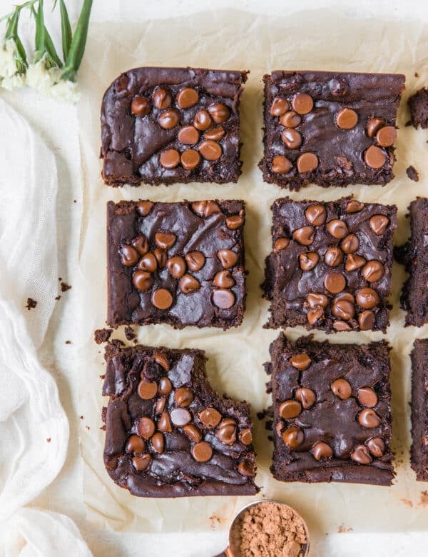black bean brownies on parchment paper
