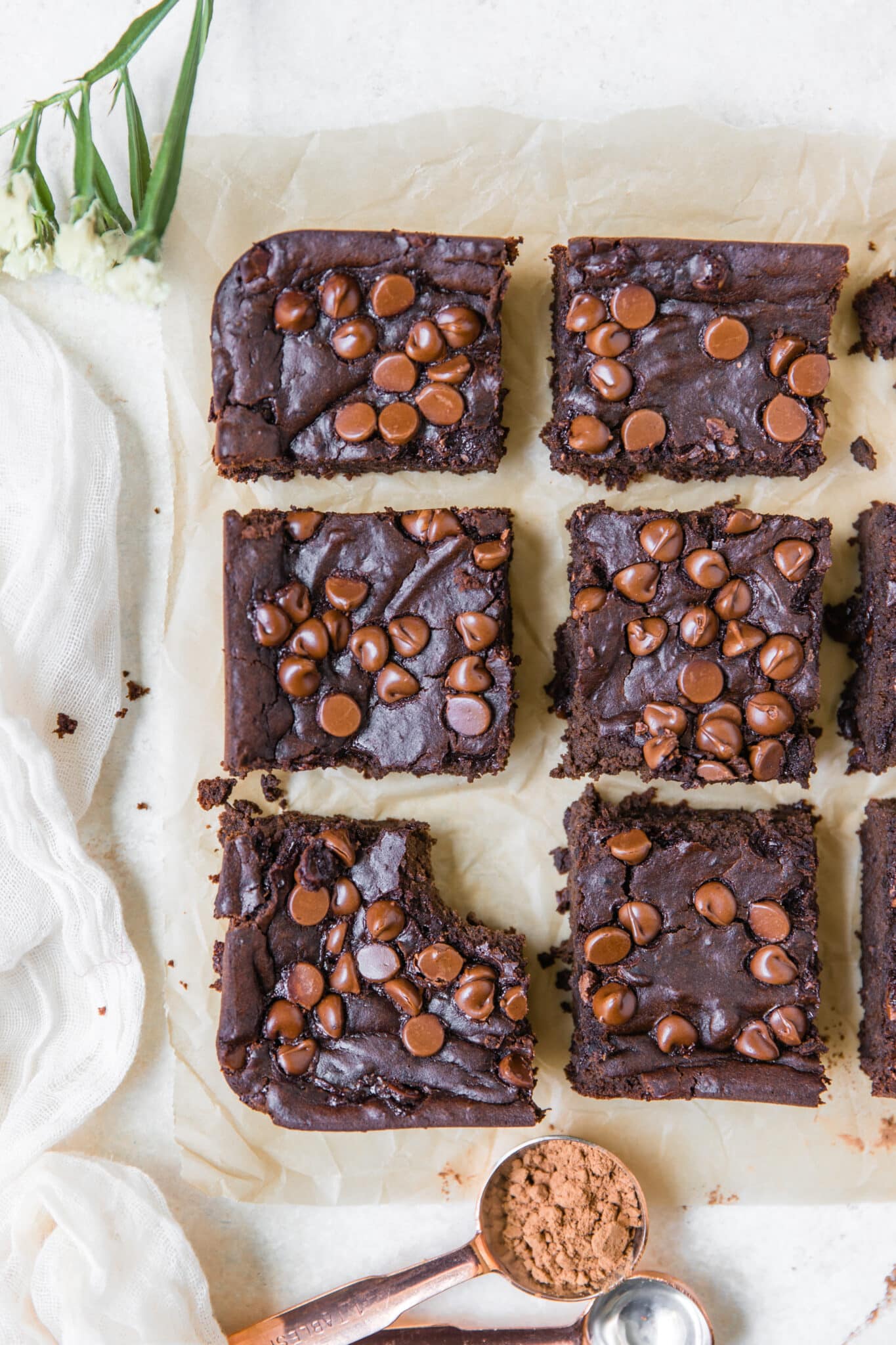 black bean brownies on parchment paper