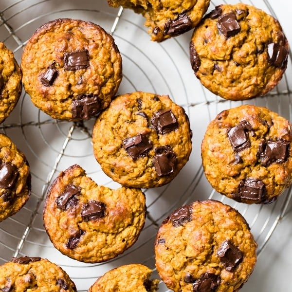 pumpkin muffins on a cooling rack