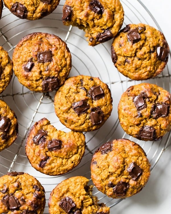 pumpkin muffins on a cooling rack