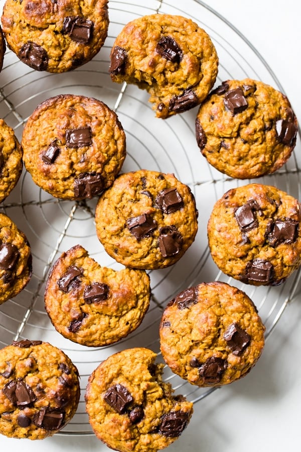 pumpkin muffins on a cooling rack