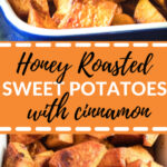 sweet potatoes in a baking dish with honey and cinnamon