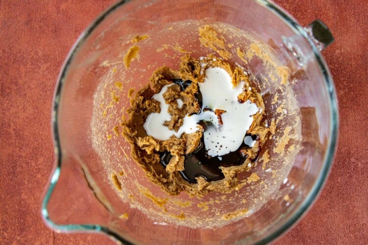 cookie ingredients in a clear bowl