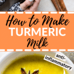 turmeric milk in a mug with star anise and cinnamon