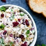 chicken salad in a white bowl