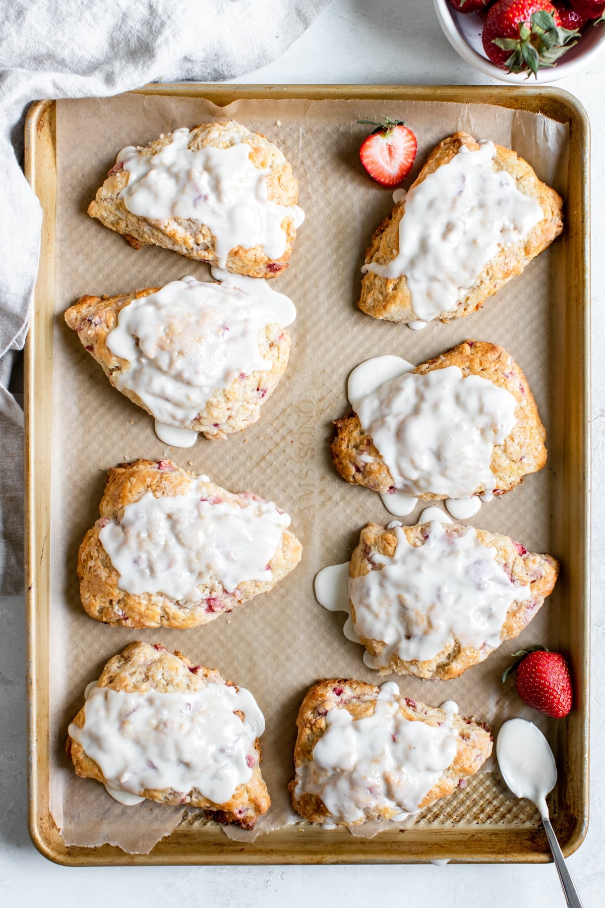scones on a baking sheet lined with parchment paper