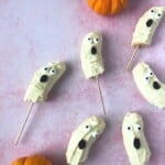 Bananas covered in white chocolate made for a fun Halloween treat