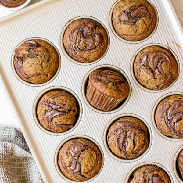 muffins with nutella swirled on top