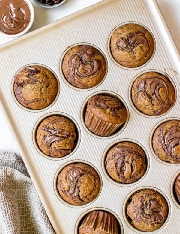muffins with nutella swirled on top
