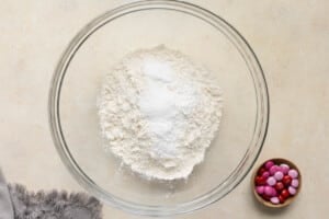 dry ingredients in a large glass bowl.