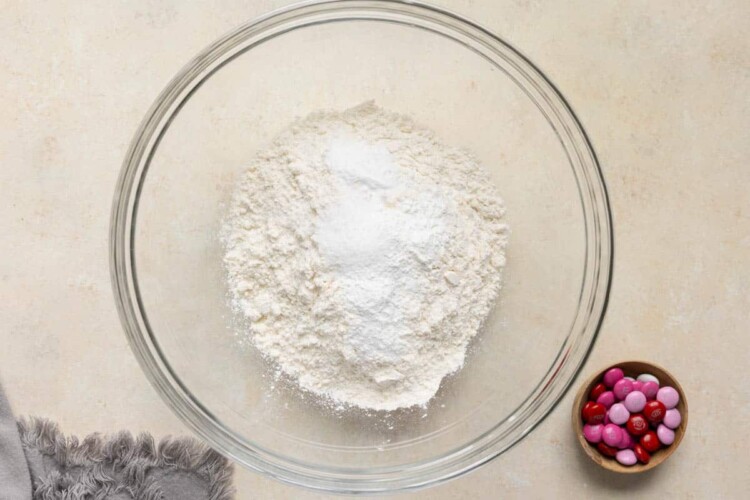 dry ingredients in a large glass bowl.
