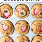 strawberry banana muffins fresh out of the oven