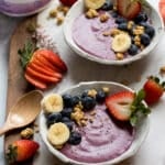 smoothie bowl topped with fresh berries and banana