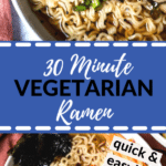 homemade ramen with carrots and seaweed in a white bowl