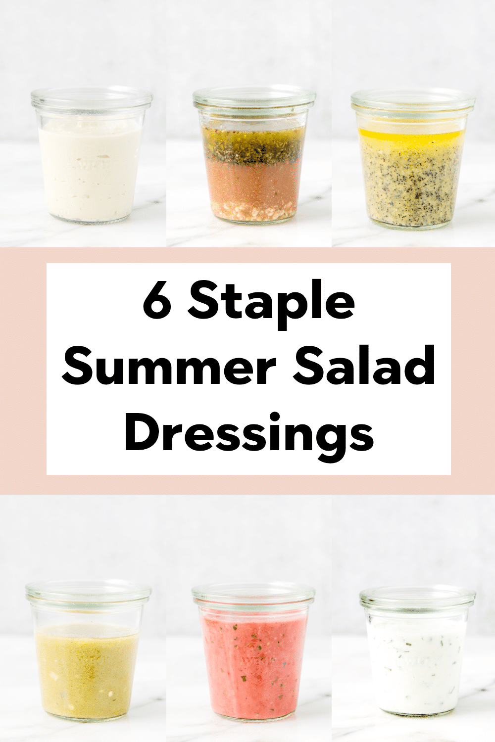 salad dressings in glass jars.