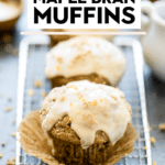 maple bran muffins with coffee on a cooling rack