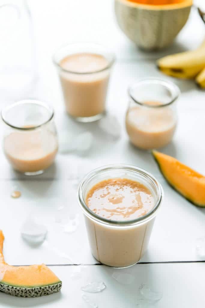 melon smoothie in a glass jar