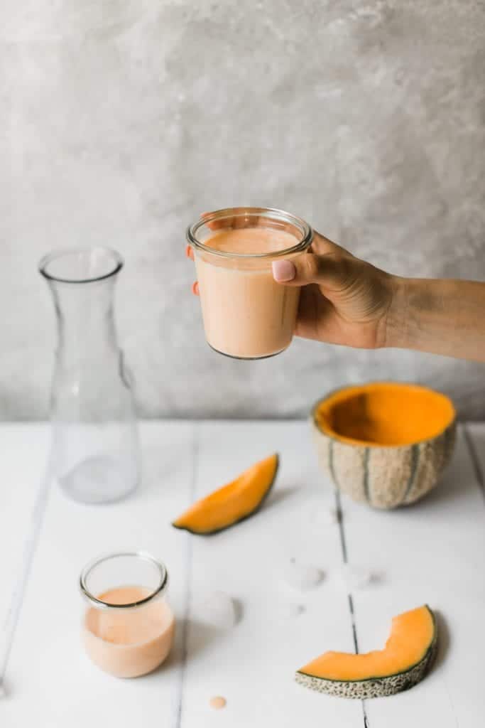 melon smoothie in a glass jar