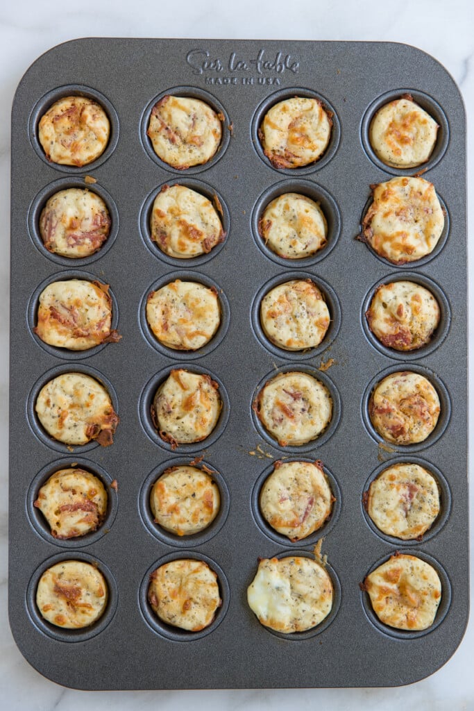 Mini Italian Pizza Bites in a mini muffin tin
