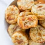 mini italian pizza bites in a white bowl