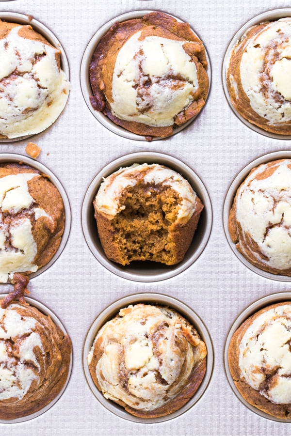pumpkin muffins in a muffin tin