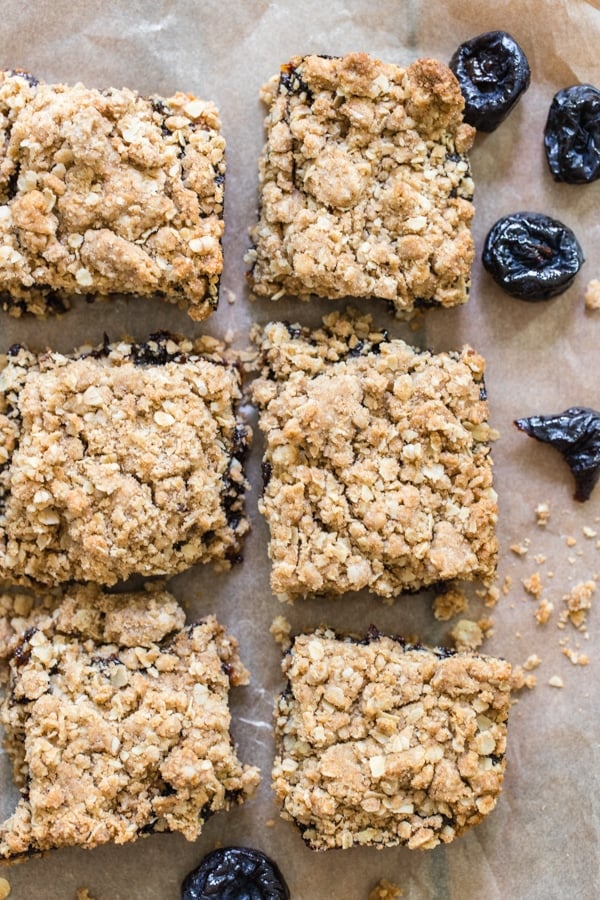 prune bars on parchment paper