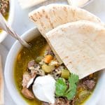 Shawarma Soup in a white bowl