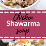 chicken soup with shawarma seasoning in a white bowl