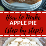homemade apple pie on a white plate