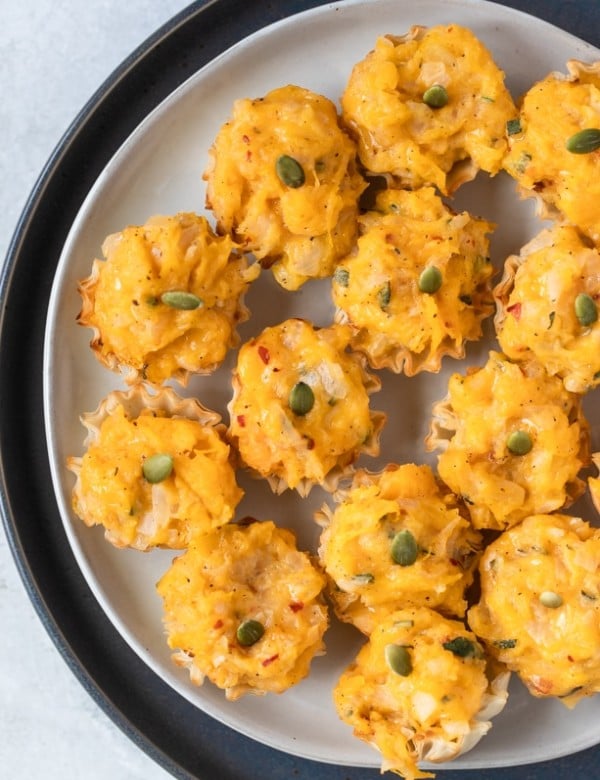 phyllo cups filled with butternut squash