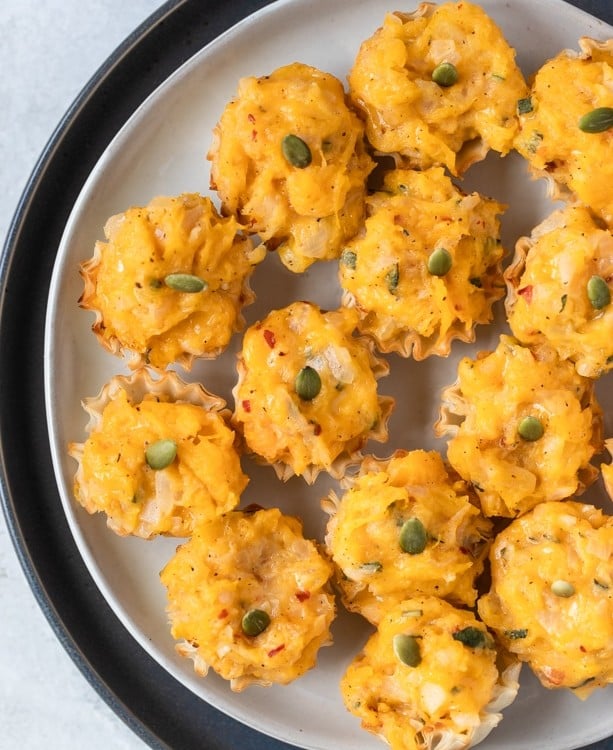 phyllo cups filled with butternut squash