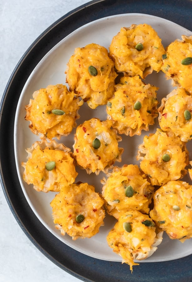 phyllo cups filled with butternut squash