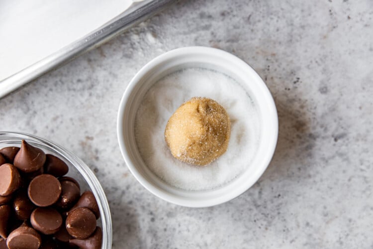 cookie dough ball rolled in sugar