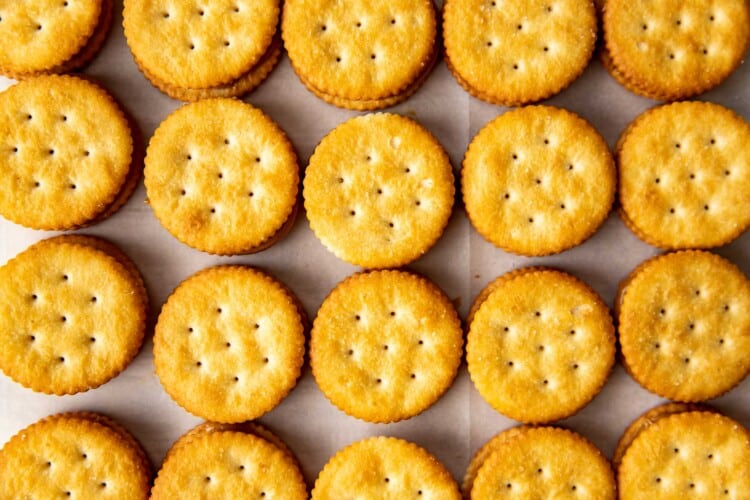 ritz crackers on a sheet