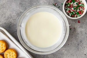 bowl of melted white chocolate