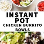 chicken burrito bowls in a white bowl