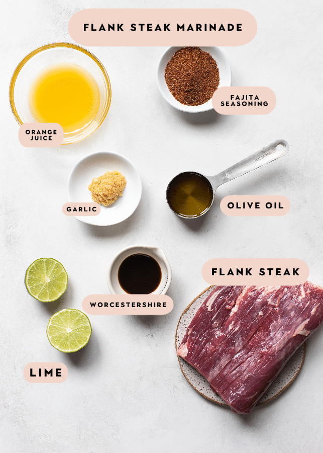 all of the ingredients you need to make a flank steak marinade
