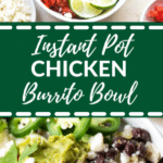chicken burrito bowls in a white bowl