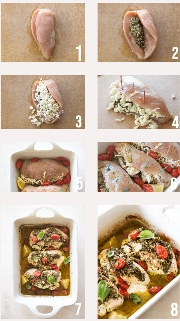 step by step photos of pesto baked chicken
