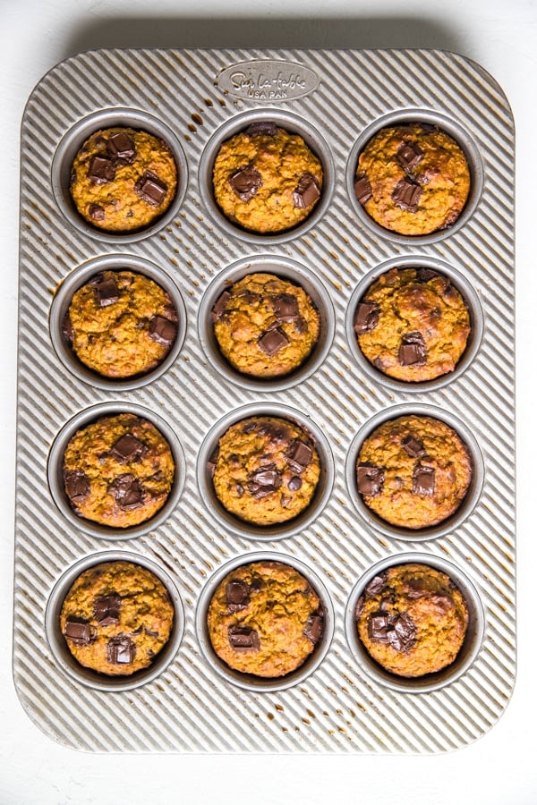 gluten free pumpkin muffins freshly baked from the oven in a muffin tin
