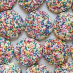 funfetti cookies coated in rainbow sprinkles