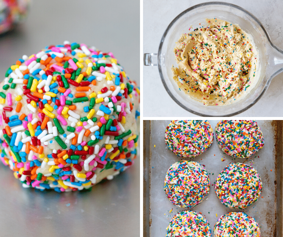 funfetti cookie dough on a cookie sheet