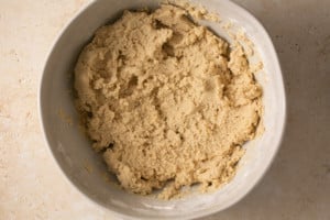 apple pie bars batter in a bowl