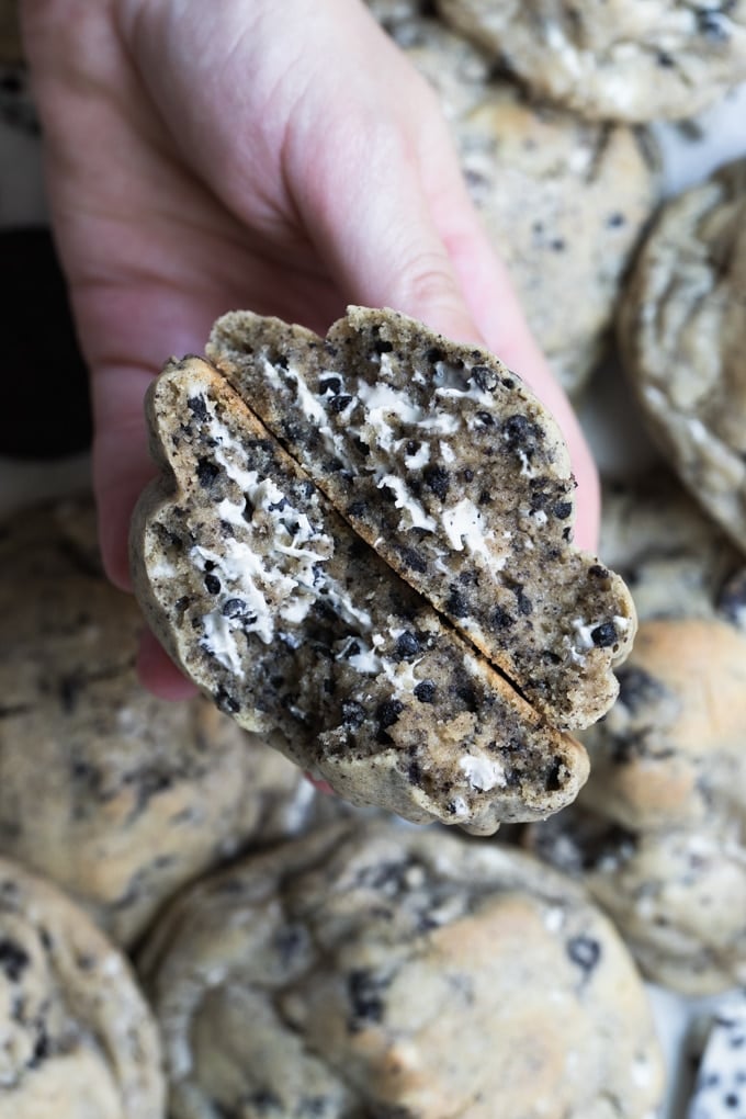 A cookie split in half